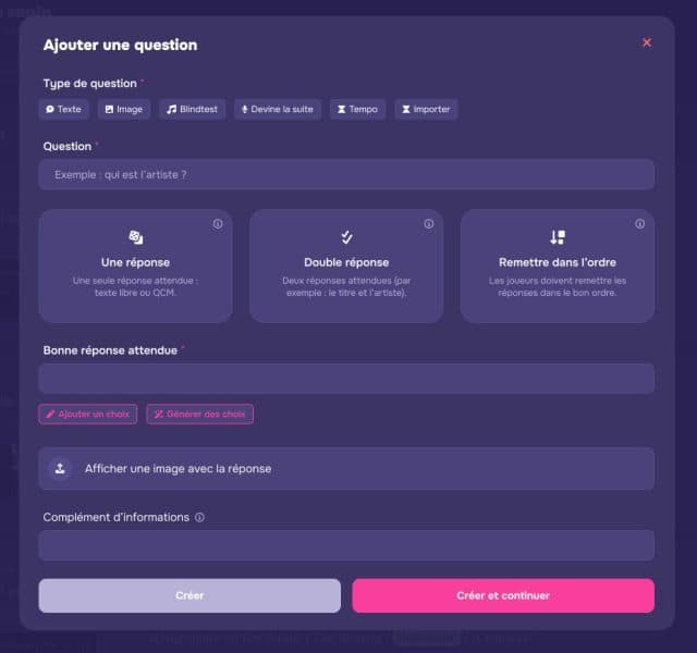 Des quiz personnalisés pour chaque soirée